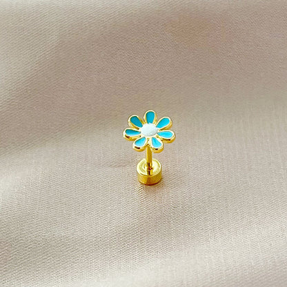 1 Piece Simple Style Flower Enamel Stainless Steel Ear Studs