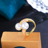 Sweet Geometric Copper 14k Gold Plated White Gold Plated Rhodium Plated Artificial Pearls Open Rings In Bulk