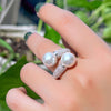 Sweet Geometric Copper 14k Gold Plated White Gold Plated Rhodium Plated Artificial Pearls Open Rings In Bulk