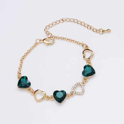 Elegant Heart Shape Alloy Inlay Zircon Women's Bracelets