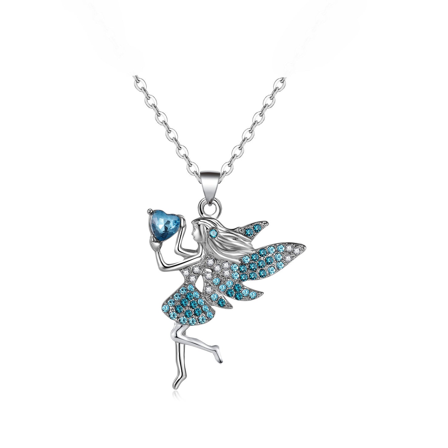 Fairy Style Cartoon Character Heart Shape Alloy Inlay Zircon Women'S Pendant Necklace