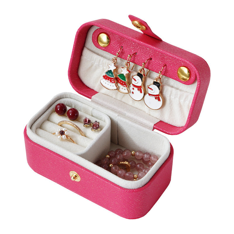 Cute Pastoral Solid Color Pu Leather Jewelry Boxes