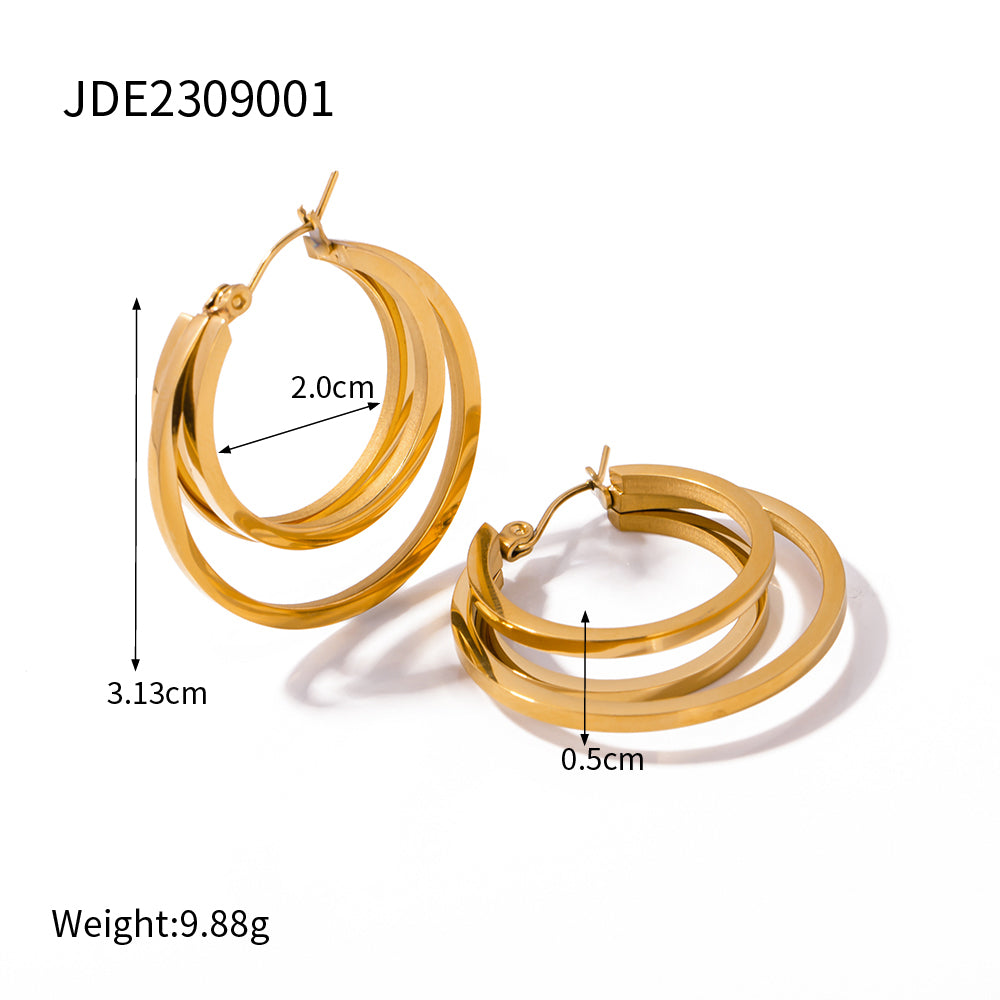 1 Pair Ig Style Circle Plating Stainless Steel 18k Gold Plated Earrings