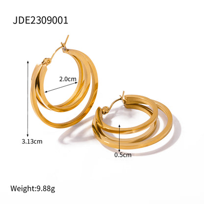 1 Pair Ig Style Circle Plating Stainless Steel 18k Gold Plated Earrings