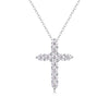 Elegant Cross Sterling Silver Inlay Moissanite Pendant Necklace