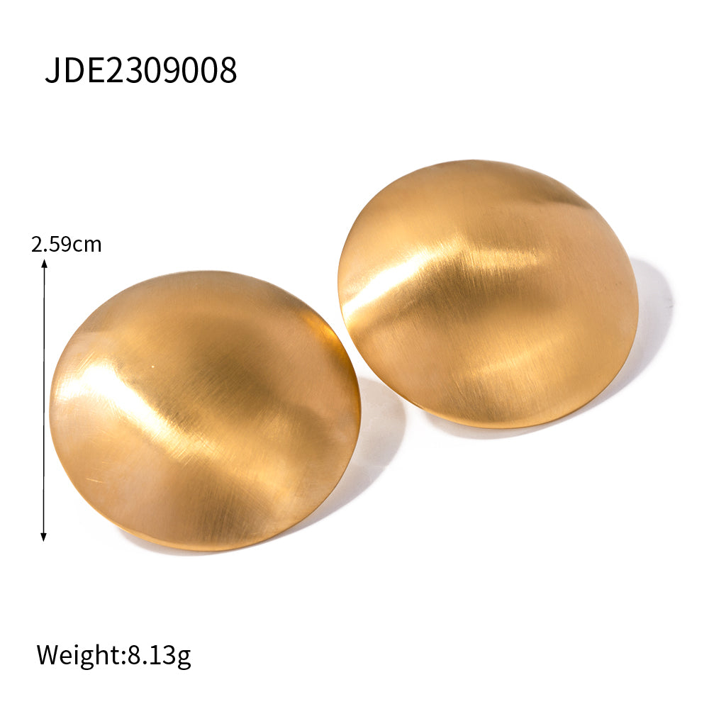 1 Pair Simple Style Solid Color Plating Stainless Steel 18k Gold Plated Ear Studs