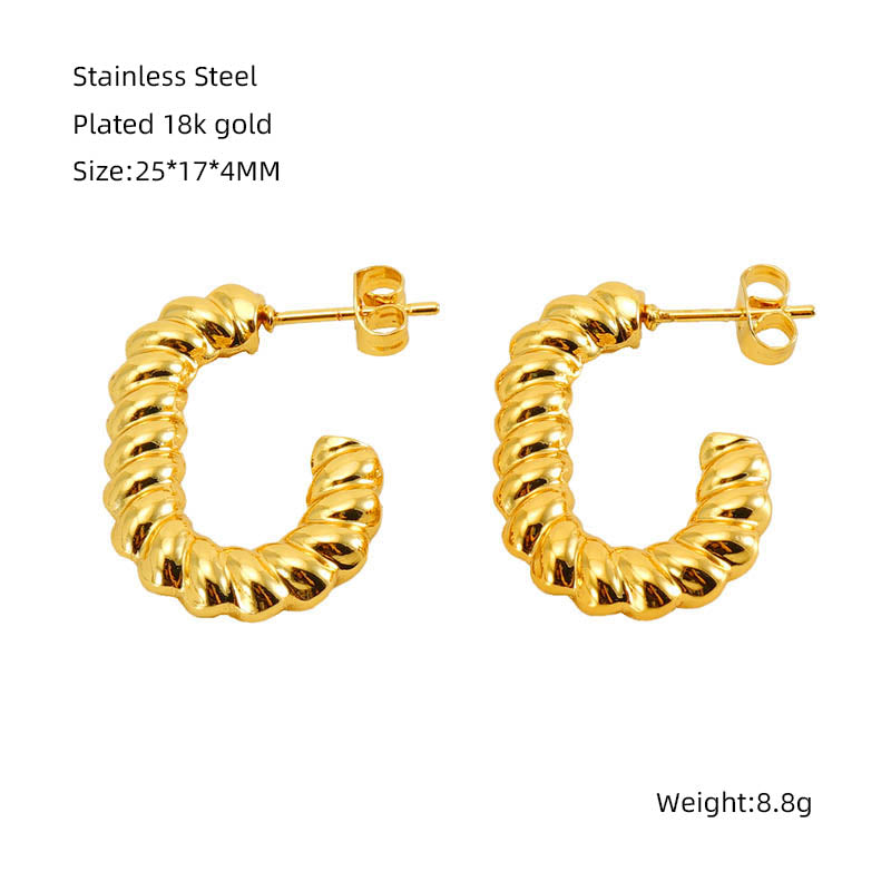 1 Pair Elegant Water Droplets Polishing Gold Plated Stainless Steel 18k Gold Plated Earrings