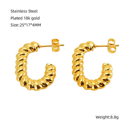 1 Pair Elegant Water Droplets Polishing Gold Plated Stainless Steel 18k Gold Plated Earrings