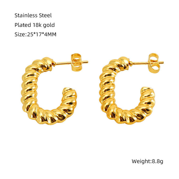 1 Pair Elegant Water Droplets Polishing Gold Plated Stainless Steel 18k Gold Plated Earrings