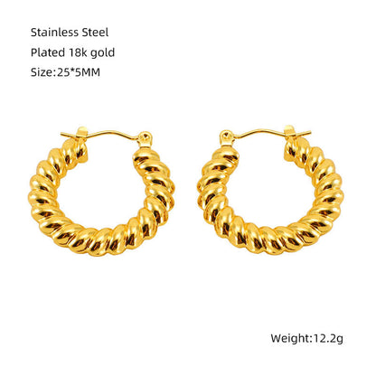 1 Pair Elegant Water Droplets Polishing Gold Plated Stainless Steel 18k Gold Plated Earrings