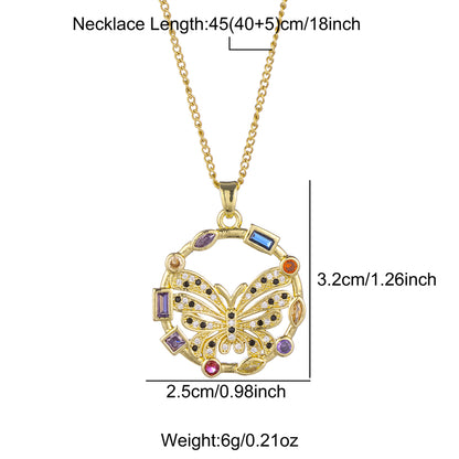 Cute Sweet Cross Moon Heart Shape Stainless Steel Enamel Plating Inlay Zircon 18k Gold Plated Pendant Necklace