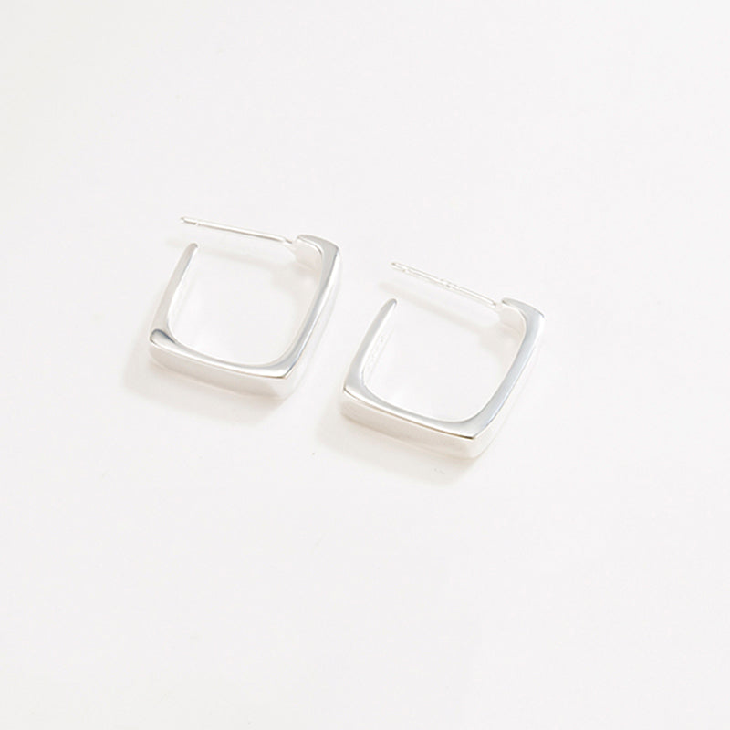 Korean 925 Sterling Silver Minimalist Irregular Geometric Square Earrings Trend