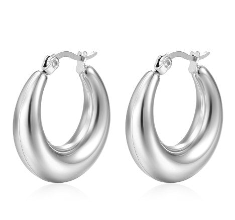 Fashion Solid Color Stainless Steel Plating Earrings 1 Pair