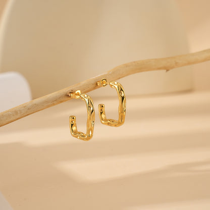 1 Pair Casual Vacation Classic Style C Shape Plating Stainless Steel Gold Plated Earrings