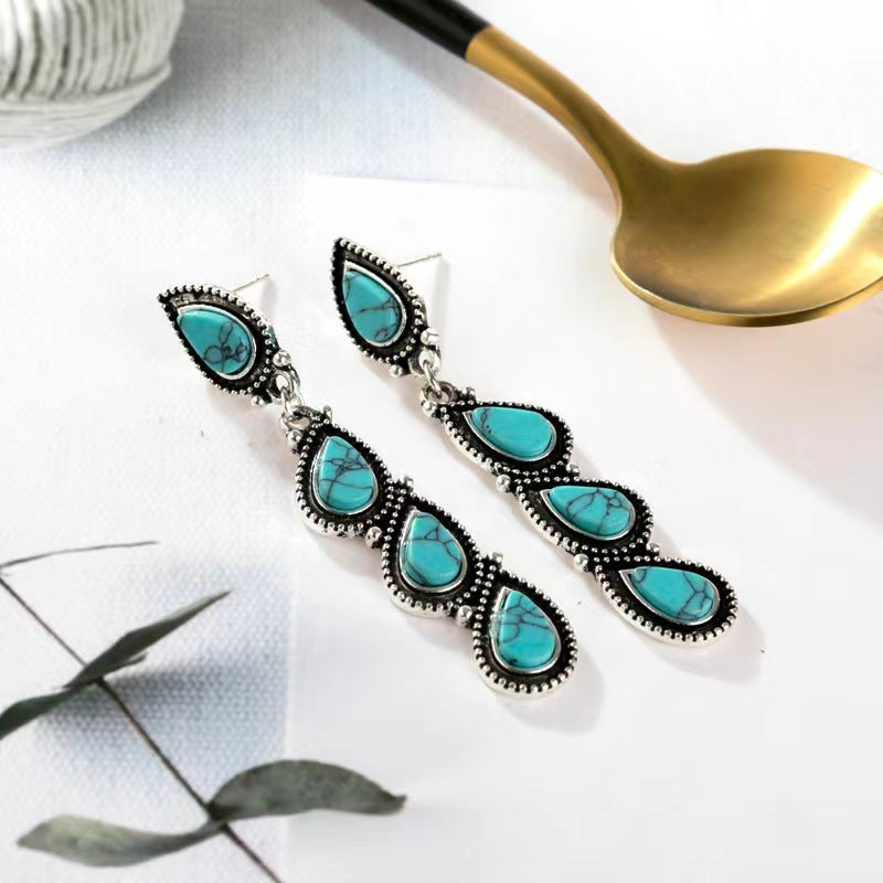 Wholesale Jewelry Vintage Style Baroque Style Classic Style Water Droplets Alloy Drop Earrings