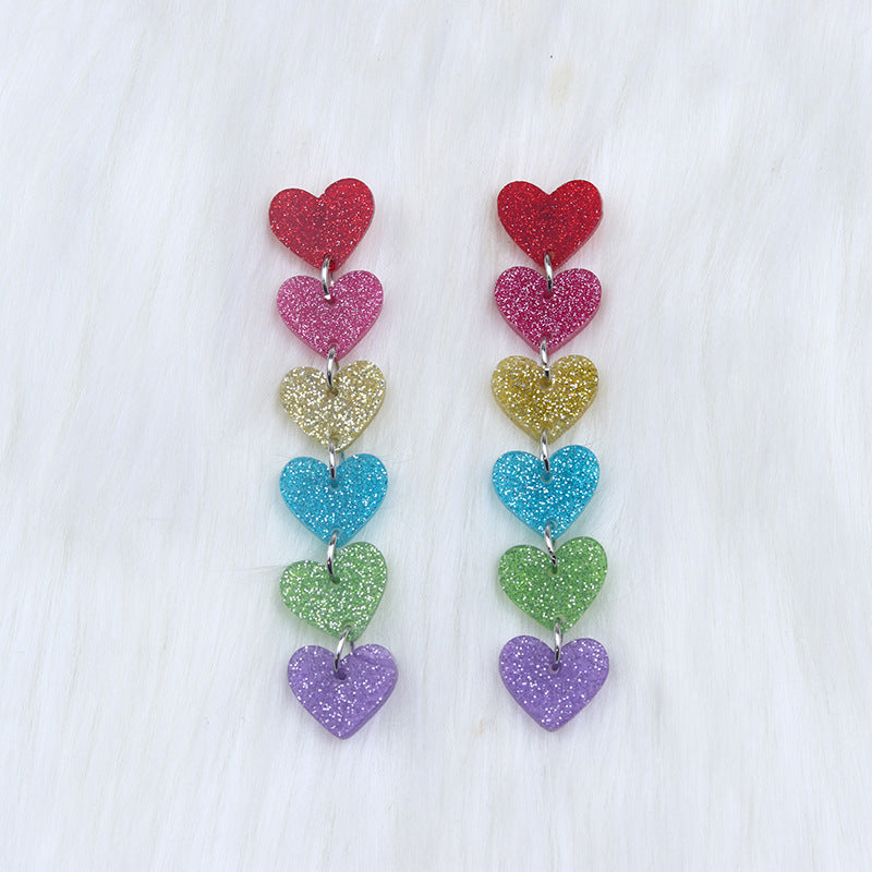 Wholesale Jewelry Simple Style Heart Shape Arylic Printing Drop Earrings