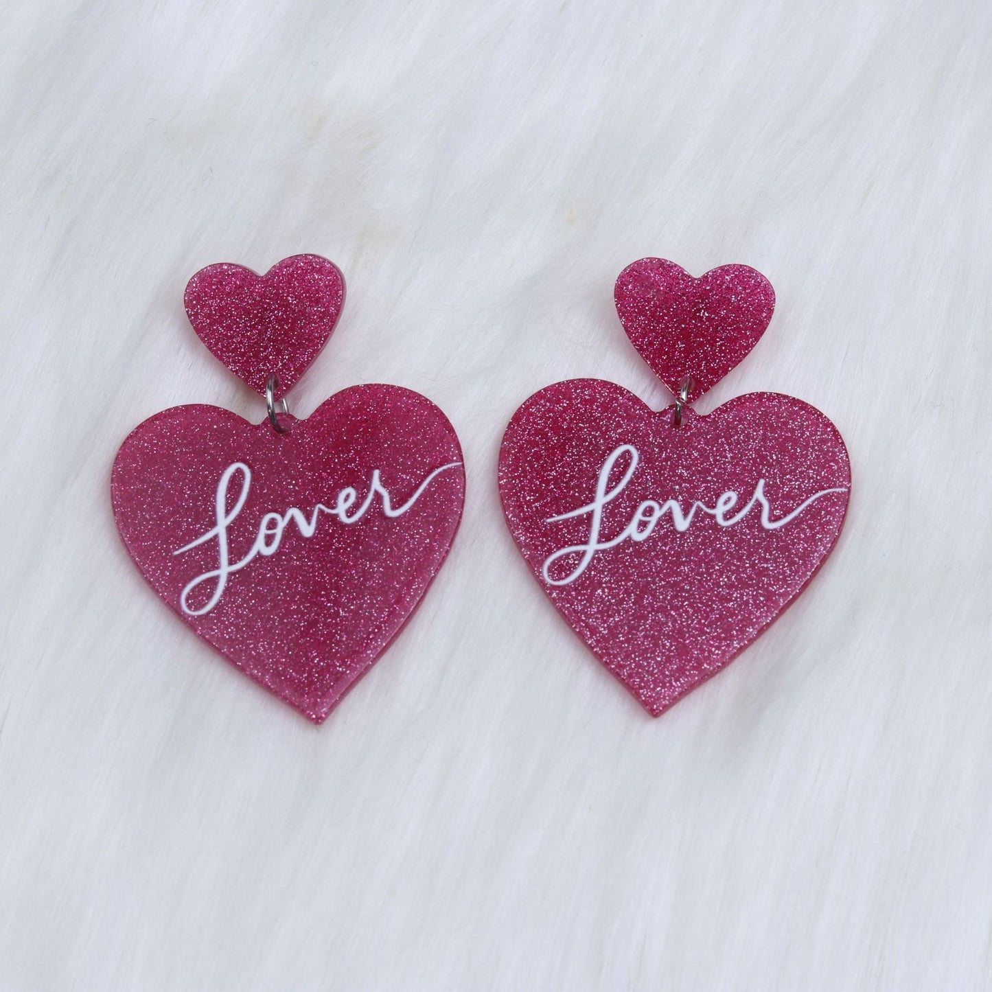 Wholesale Jewelry Simple Style Heart Shape Arylic Printing Drop Earrings