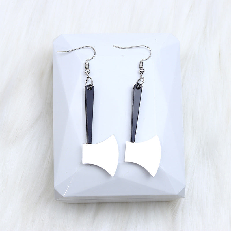 Wholesale Jewelry Simple Style Blade Skull Arylic Printing Drop Earrings