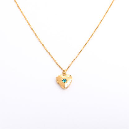 Retro Heart Shape Titanium Steel Copper 14k Gold Plated Birthstone Pendant Necklace In Bulk