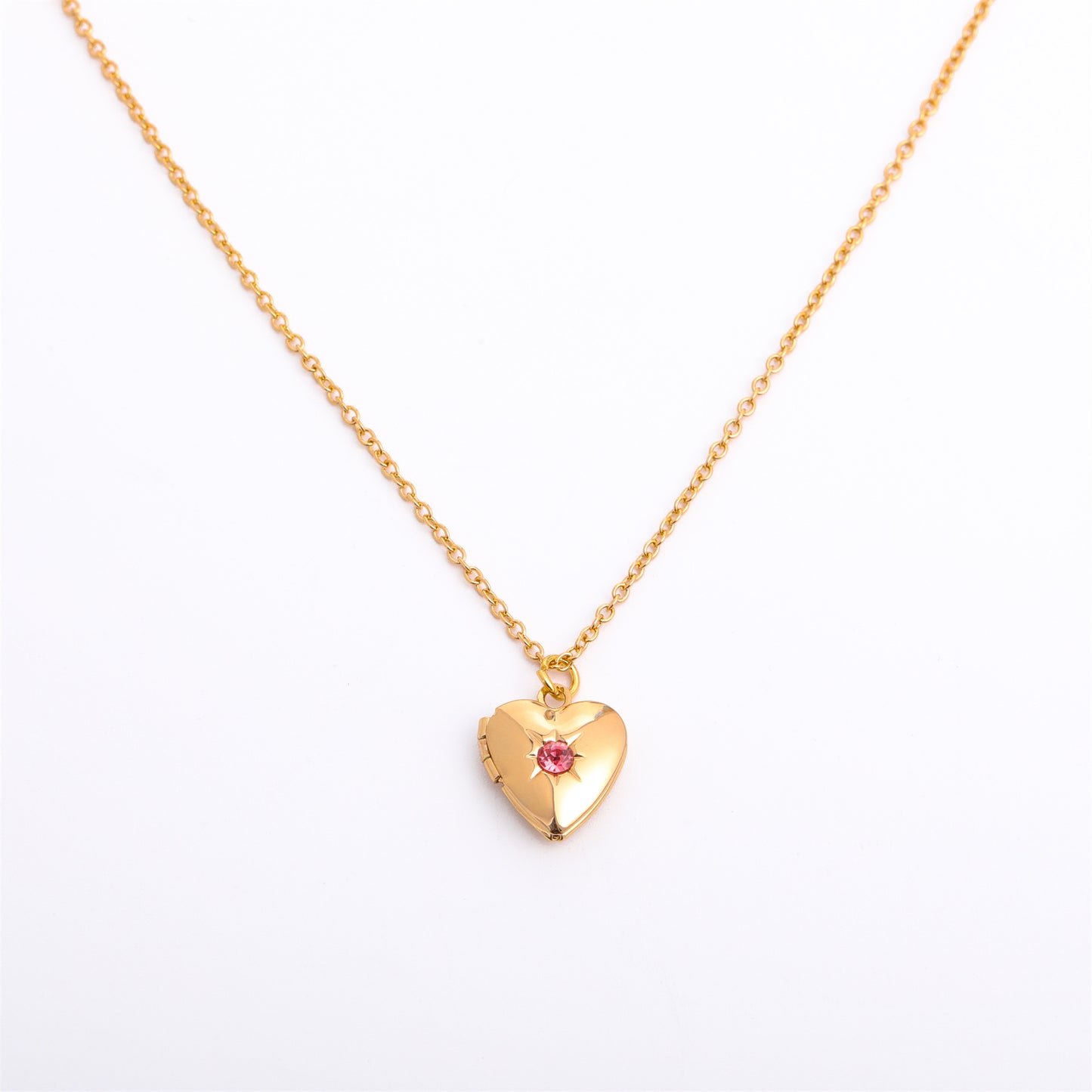 Retro Heart Shape Titanium Steel Copper 14k Gold Plated Birthstone Pendant Necklace In Bulk