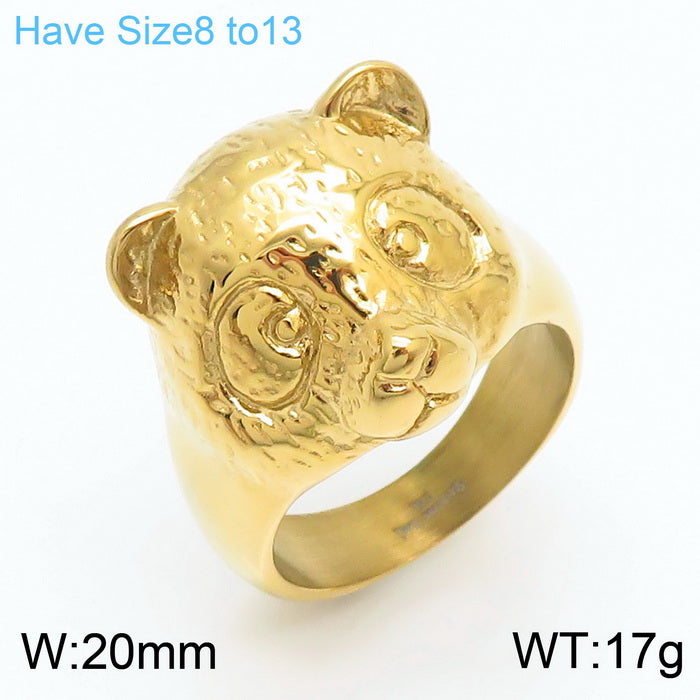 Simple Style Bear Solid Color Titanium Steel Polishing Rings