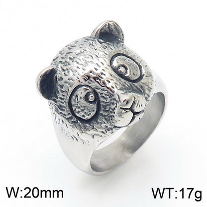 Simple Style Bear Solid Color Titanium Steel Polishing Rings