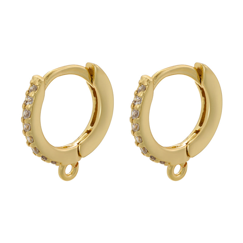 1 Pair Casual Simple Style Classic Style Round Plating Inlay Copper Zircon 18k Gold Plated Hoop Earrings