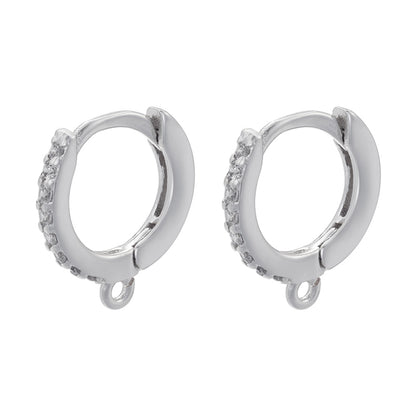 1 Pair Casual Simple Style Classic Style Round Plating Inlay Copper Zircon 18k Gold Plated Hoop Earrings