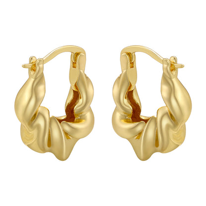 1 Pair Vintage Style Simple Style Oval Twist Irregular Plating Copper 18k Gold Plated Earrings