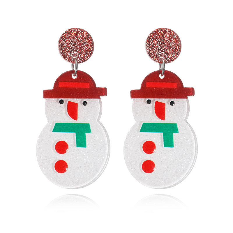 Wholesale Jewelry Vintage Style Christmas Hat Christmas Tree Snowman Arylic Ear Studs