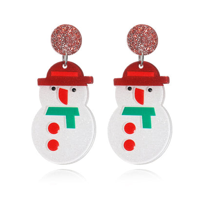 Wholesale Jewelry Vintage Style Christmas Hat Christmas Tree Snowman Arylic Ear Studs