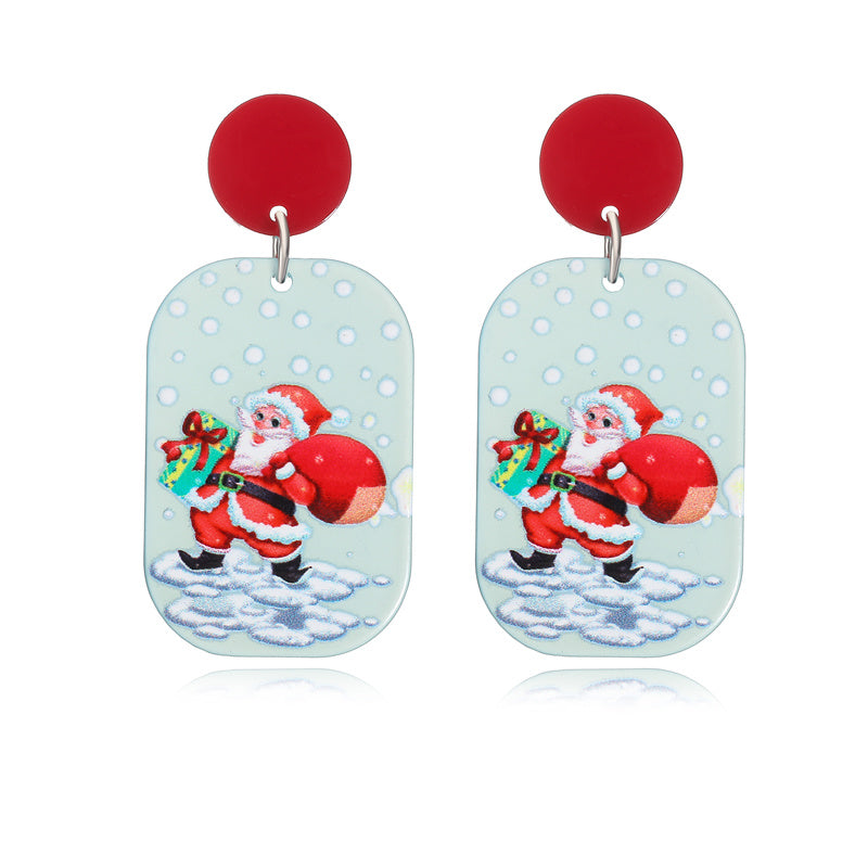 1 Pair Vintage Style Christmas Tree Santa Claus Elk Arylic Drop Earrings