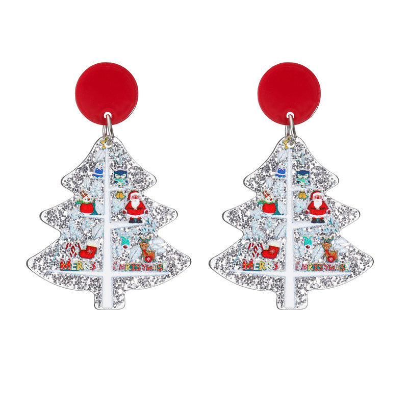 1 Pair Fashion Christmas Tree Santa Claus Arylic No Inlaid Earrings