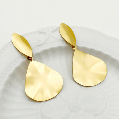 1 Pair Elegant Sweet Artistic Solid Color Plating Stainless Steel Gold Plated Drop Earrings