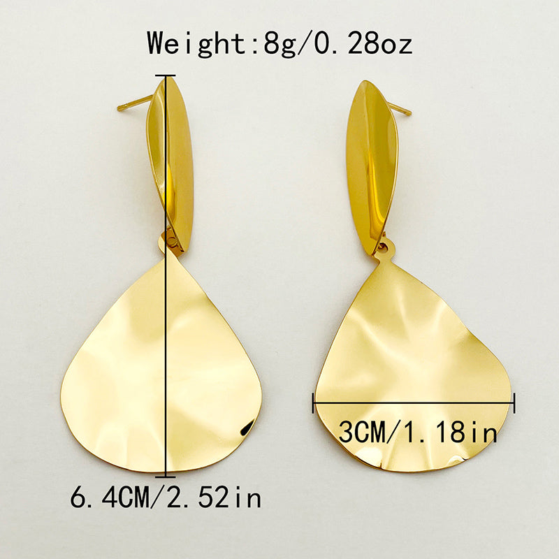 1 Pair Elegant Sweet Artistic Solid Color Plating Stainless Steel Gold Plated Drop Earrings