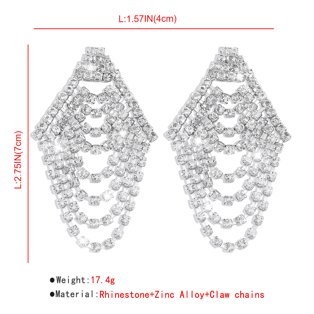 1 Pair Modern Style Simple Style Shiny Tassel Inlay Alloy Rhinestones Drop Earrings