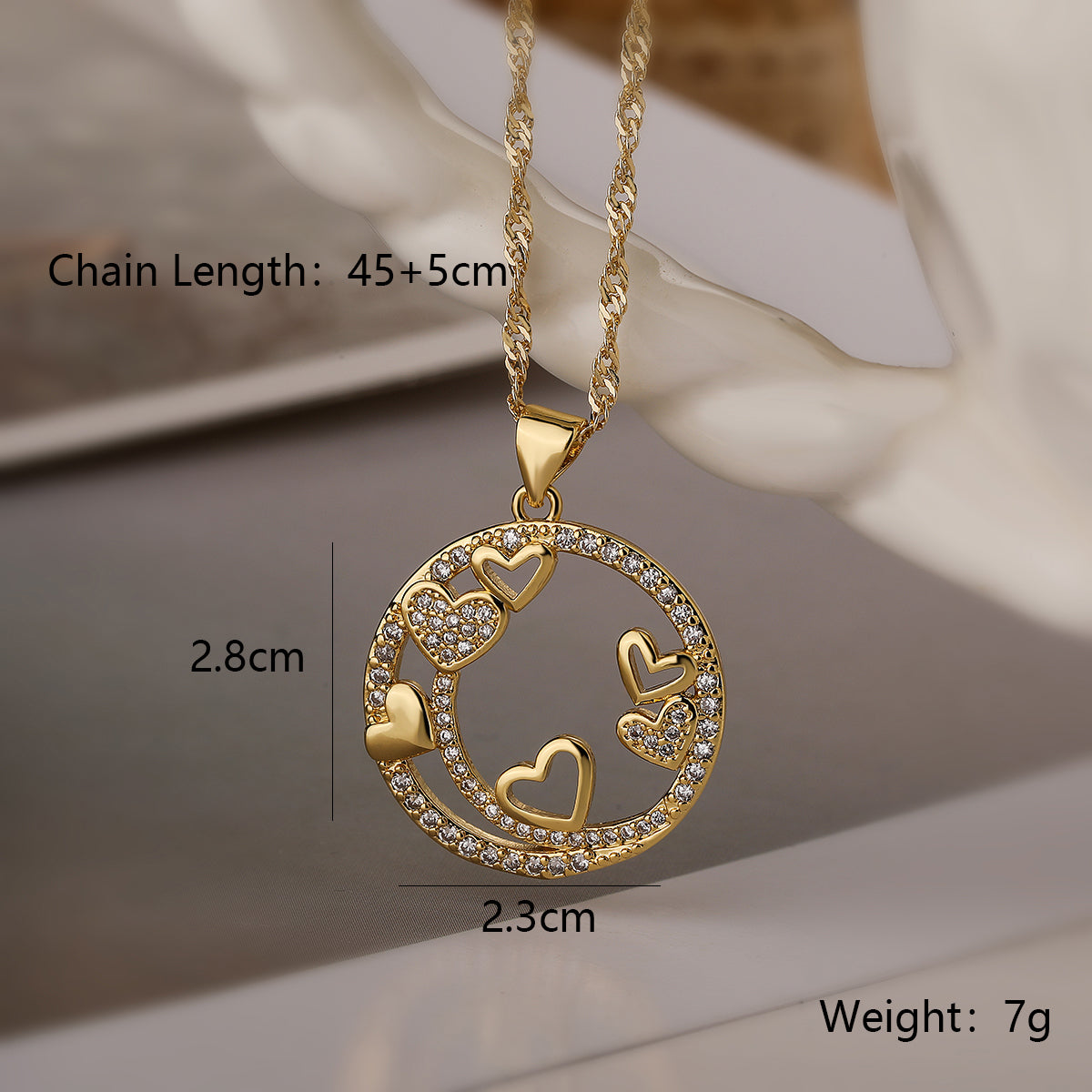 Sweet Simple Style Commute Heart Shape Butterfly Copper Plating Inlay Zircon 18k Gold Plated Pendant Necklace