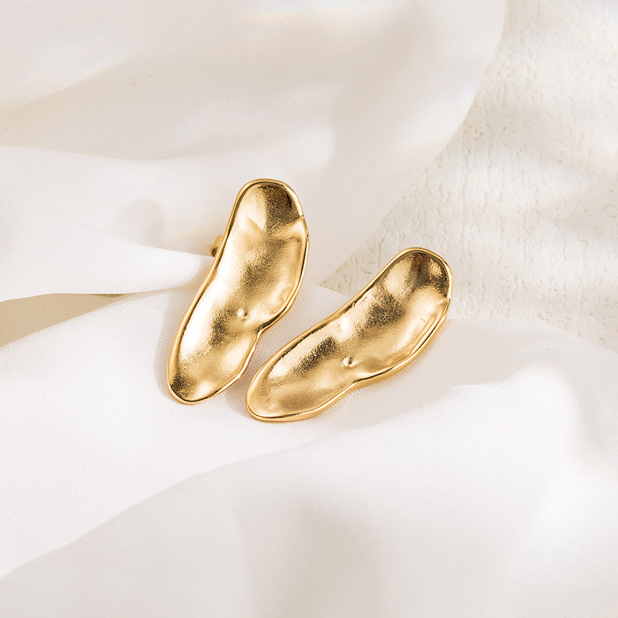 1 Pair Casual Heart Shape Solid Color Plating Stainless Steel 14k Gold Plated Ear Studs