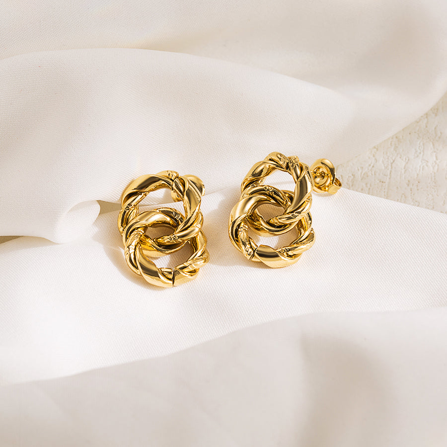 1 Pair Casual Heart Shape Solid Color Plating Stainless Steel 14k Gold Plated Ear Studs