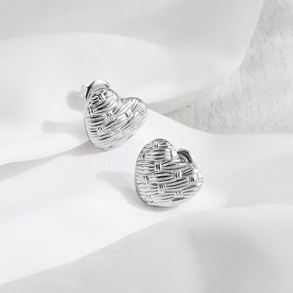 1 Pair Casual Heart Shape Solid Color Plating Stainless Steel 14k Gold Plated Ear Studs