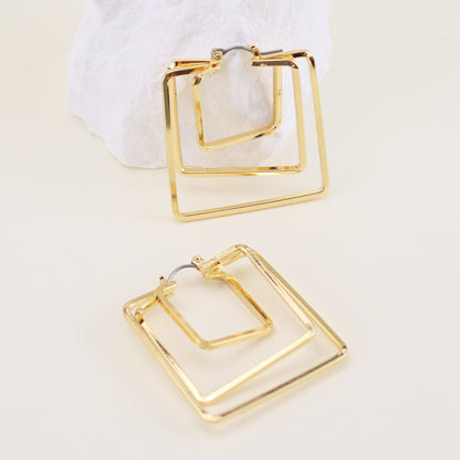 1 Pair Basic Square Iron Earrings