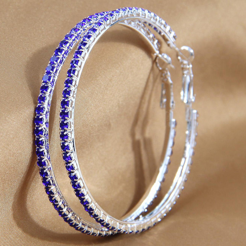 1 Pair Simple Style Round Inlay Rhinestone Ferroalloy Rhinestones Hoop Earrings