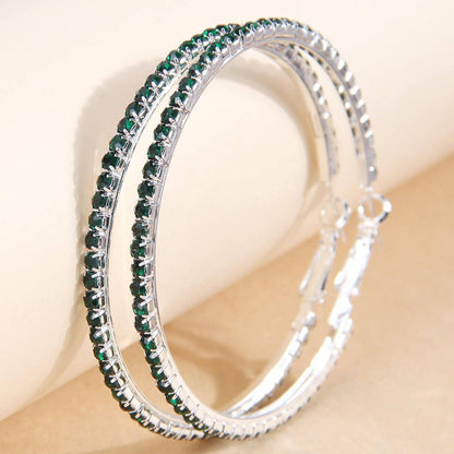 1 Pair Simple Style Round Inlay Rhinestone Ferroalloy Rhinestones Hoop Earrings