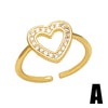 Fashion Simple Style Devil's Eye Heart Shape Copper Plating Inlay Zircon 18k Gold Plated Open Rings