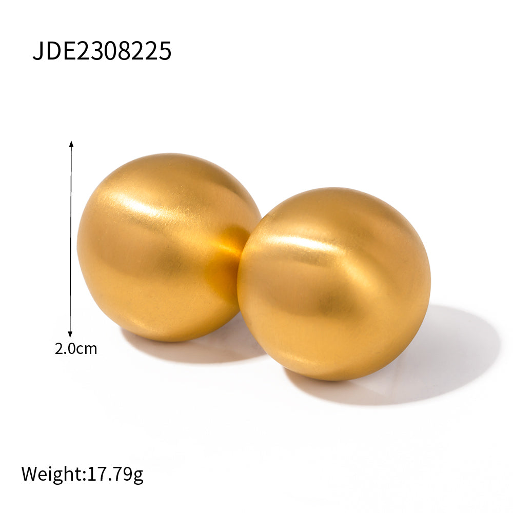 1 Pair Ig Style Simple Style Round Plating Stainless Steel 18k Gold Plated Ear Studs