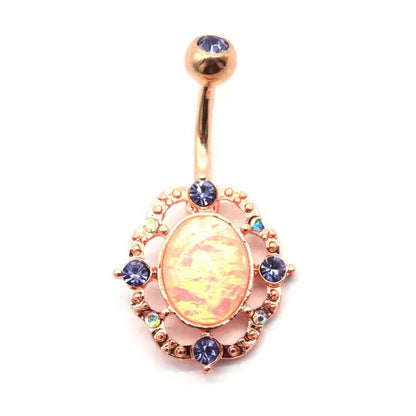 Casual Letter Fruit Snowflake Stainless Steel Copper Rose Gold Plated Rhinestones Zircon Belly Ring In Bulk