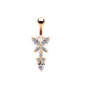 Casual Letter Fruit Snowflake Stainless Steel Copper Rose Gold Plated Rhinestones Zircon Belly Ring In Bulk