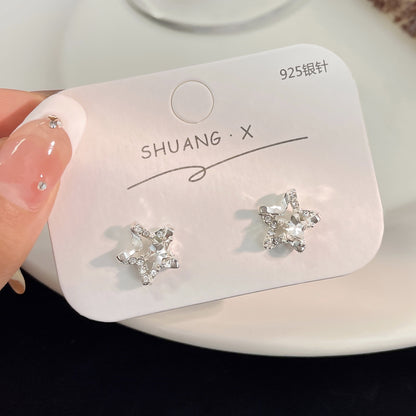 1 Pair Sweet Star Inlay Alloy Zircon Ear Studs