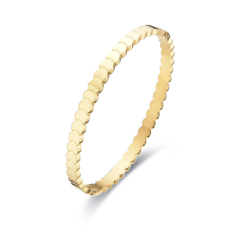 Simple Style Solid Color Stainless Steel Plating Gold Plated Bangle