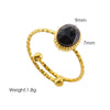 Wholesale Commute Round Stainless Steel Plating Inlay 14k Gold Plated Artificial Gemstones Open Rings